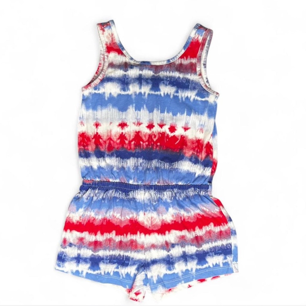 Girl’s Red, white, and blue tie-dye romper